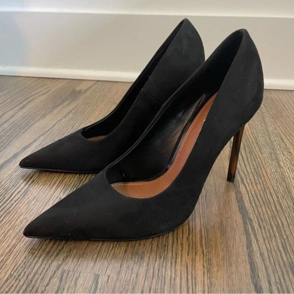 Zara black faux suede tortoise shell heels - Picture 5 of 5